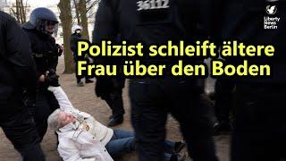 Polizist schleift Rentnerin am Boden bei Demo 21.04.21 Berlin