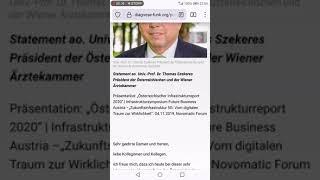 5G Prof Dr Szekeres Ärtzekammerpräsident Österreich  5G Gefahr für Menschen