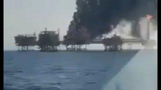 Oil Platform on Fire in Gulf of Mexico