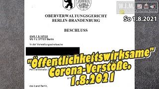Einschätzung zur juristischen Seite des Verbotes der Querdenken Demo 1.8.2021 OVG Berlin