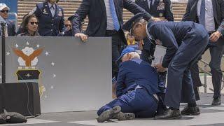 VIDEO: President Biden falls on stage while giving out diplomas at U.S. Air Force Academy graduation