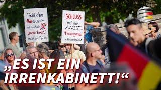 Bürgerproteste gegen Kanzler Scholz in Magdeburg: „Es ist ein Irrenkabinett!“