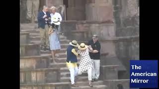 Hillary Clinton nearly falls down stairs in India -- twice!