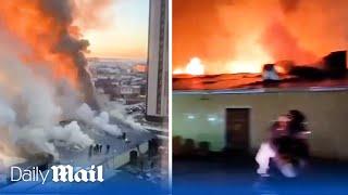 Huge fire rips through Russian factory in Yakutsk