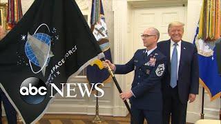 Trump unveils Space Force flag( Inquisition2.0 17012019 USSForce Stille Massaker Drohnenmorde) 