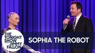 Sophia, die Roboter-Frau singt zusammen mit Jimmy Fallon ein Duett ua.
