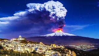 Eruption from Volcano Etna in Sicily - Italy,  January 18,2021