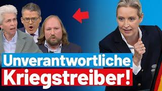 Alice Weidel fordert Verhandlungen und rechnet mit den Kriegstreibern ab! - AfD-Fraktion Bundestag