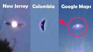 A crescent shaped UFO appears in 3 different places and 2 times in Google Maps